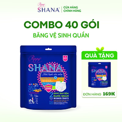 Combo 40 gói Băng Vệ Sinh Quần Peppy Shana Ngày Đêm Siêu Thấm, Freesize, Chống Tràn Tối Đa, Tiết Kiệm (80 miếng)