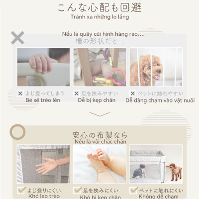 Lysin - quây cũi bằng vải lưới thoáng khí trong nhà giúp bảo vệ bé yêu vui chơi an toàn cách ly với thú cưng phát triển ý thức tự lập giúp bé tập đứng dễ thu dọn đồ chơi cho bé.