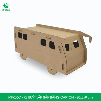 MFK06C - Xe bus carton - 20x8x9 cm - Đồ chơi lắp ráp mô hình từ bìa carton cứng cao cấp