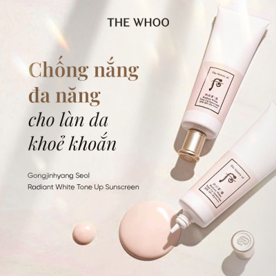 Set Kem Chống Nắng Dưỡng Trắng Whoo Gongjinhyang Seol Radiant White Tone Up Sunscreen SPF50+/PA++++