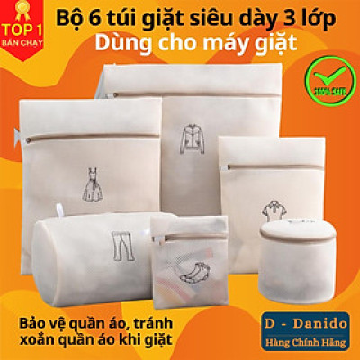 Bộ 6 túi giặt siêu dày 3 lớp cao cấp - Combo 6 túi lưới bảo vệ quần áo dùng cho máy giặt siêu bền tiện dụng chính hãng