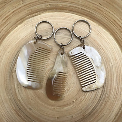 Combo 3 Móc treo chìa khóa / Chiếc lược mini bằng sừng trâu (OTH019) Nhỏ gọn - Tiện lợi