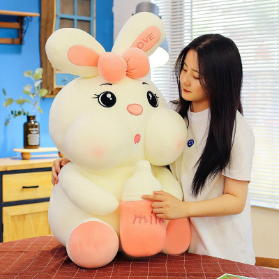 Gấu Bông Thỏ Ôm Bình Sữa - Thỏ Nhồi Bông Cao Cấp