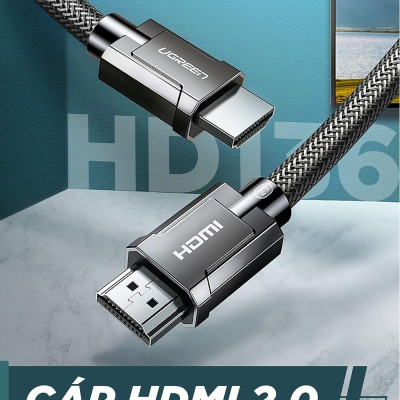 Ugreen UG70322HD136TK 1M 2.0 4K 60Hz 18Gbps màu đen Cáp HDMI chống nhiễu độ phân giải Cao - HÀNG CHÍNH HÃNG