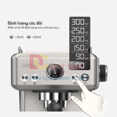 Máy pha cà phê Espresso chuyên nghiệp thương hiệu HiBREW H10A , áp suất 20bar , công suất 1350W - Hàng Chính Hãng