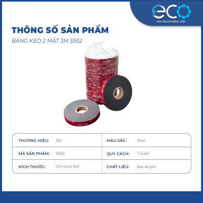 Băng keo cường lực siêu dính 2 mặt 3M 5952 kích thước 12mm x 4.5m