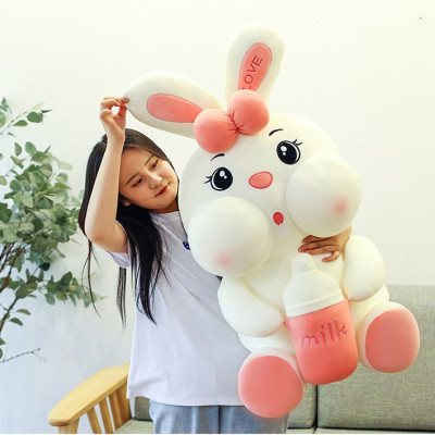 Gấu Bông Thỏ Ôm Bình Sữa - Thỏ Nhồi Bông Cao Cấp