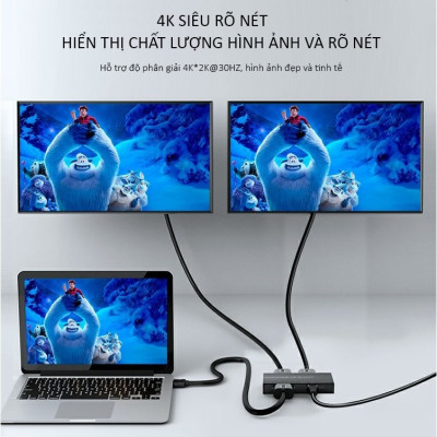 SOAIY Bộ Chia HDMI 1 Ra 2 Cổng UNITEK V116A Hỗ Trợ 4K Cao Cấp - Hàng Nhập Khẩu