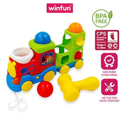 Đồ chơi vận động, luyện tay cho bé - Đầu tàu hỏa kéo dây và đập bóng Winfun 0780