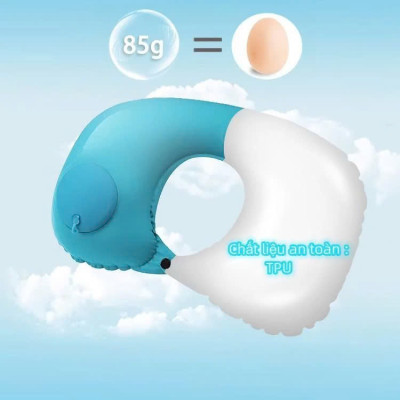 Gối hơi kê cổ bơm tự động, mềm mại, thiết kế hình chữ U giúp giảm đau cổ, có nút cài, phù hợp cho văn phòng và du lịch  Phượt Dã Ngoại Đi Chơi Quà Tặng Nam Nữ