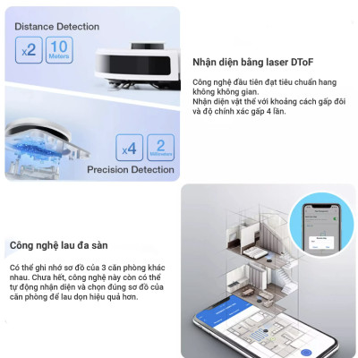 Robot Hút Bụi Lau Nhà Ecovacs T30S Pro Xòe Giẻ, Giảm Rối Tóc Lực Hút 11.000 Pa - Hàng Chính Hãng