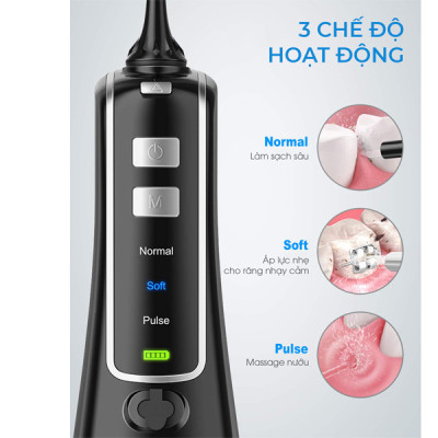 Máy Tăm Nước Sạc Pin LAICA PC4003 - ITALY - 3 Chế Độ - 4 Đầu Phụ - Sạc Pin