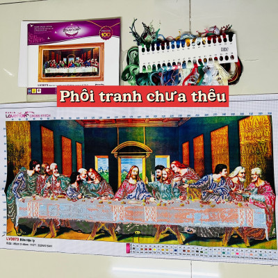Tranh thêu chữ thập Bữa tiệc ly LV3073, kích thước 85 x 44 cm