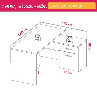 Bàn máy tính chữ L kết hợp tủ lưu trữ  SMLIFE Dexter