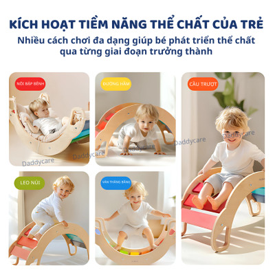 Ván thăng bằng cho bé Mideer Rainbow Wooden Climber, Đồ chơi bập bênh