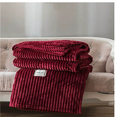 Chăn Lông Cừu Tăm Cao Cấp Màu Đỏ Đô