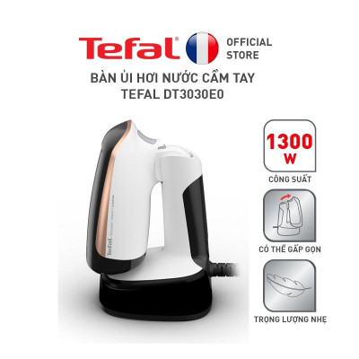 Bàn ủi hơi nước gập cầm tay tiện lợi Tefal DT3030E0-1300W - Hàng chính hãng