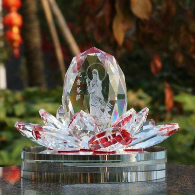 Tượng quan thế âm bồ tát, thượng tạo hoa sen đá 4D, cho đế đựng nước hoa trên xe ô tô