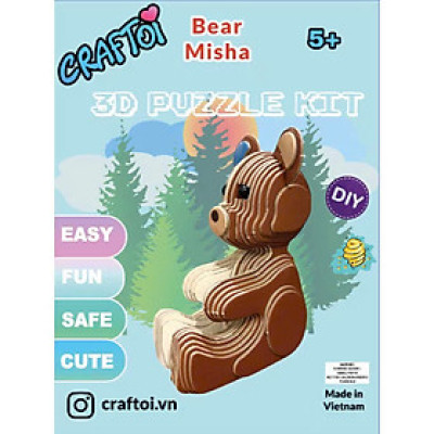 Bộ mô hình đồ chơi lắp ráp xếp hình DIY 3D Đồ Chơi Xây Dựng Mô Hình Giáo Dục Trẻ Em CRAFTOI 3D Puzzel Kit BEAR MISHA