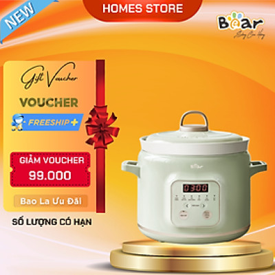 Nồi Chưng Yến Nấu Cháo Kho Cá Bear SB-NNC20 - Bản Tiếng Việt Dung Tích 2 Lít Công Suất 175 W - Hàng Chính Hãng