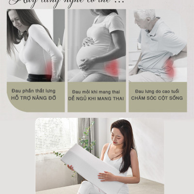 Đệm Gối Kê Lưng Ngủ OFFICE CHILL Đệm Kê Thắt Lưng Cao Su Non Hỗ Trợ Đau Lưng Thoát Vị Đĩa Đệm Bảo Hành 1 Năm