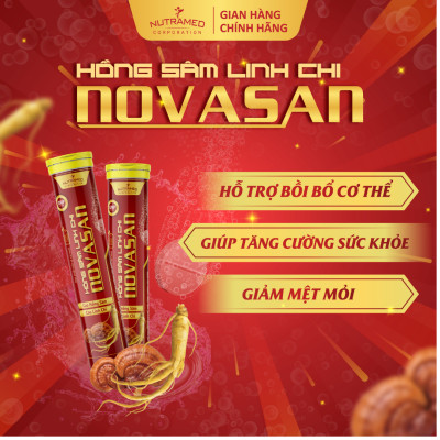 Viên sủi hồng sâm linh chi Novasan hỗ trợ bồi bổ cơ thể, tăng sức đề kháng (20 viên) - Nutramed