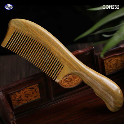 Lược gỗ Bách Xanh chuôi lượn sóng kiểu dáng Châu Âu (Size: XL-19,5cm) COH262 - mùi thơm dễ chịu, chải tóc suôn và mềm mại