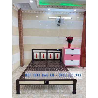 Giường ngủ 1MX2M sắt hộp vuông chắc chắn mẫu mới đẹp sang trọng - BẢO AN