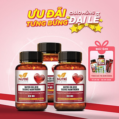 Bộ Sản Phẩm 3 Hộp Viên Uống Bổ Tim New Zealand Nutri Co Q10 160g Hawthorn 30 Viên - Nhập Khẩu Chính Hãng