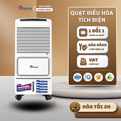 Quạt Tích Điện Điều Hòa SOWUN SW808S, Công Suất 40W Vừa Tích Điện Vừa Làm Mát Bằng Hơi Nước