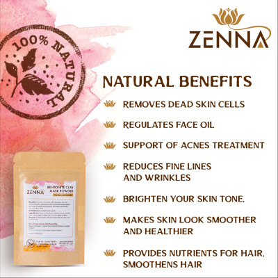 Mặt nạ bùn khoáng núi lửa kiểm soát dầu và mụn, thanh lọc độc tố, tái tạo da ZENNA Bentonite Clay 100g kèm bộ bát thìa tre xinh xắn - Phù hợp cho mọi loại da đặc biệt da dầu và mụn