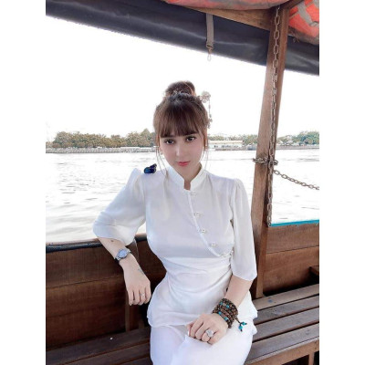 Đồ lam đi chùa cao cấp SJ16 kết cườm thêu bướm cực đẹp