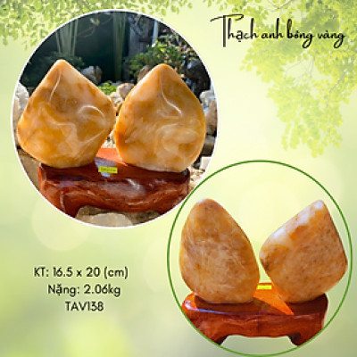 Trụ đá thạch anh bông vàng NHASAN Kích năng lượng, thu hút tài lộc, phú quý