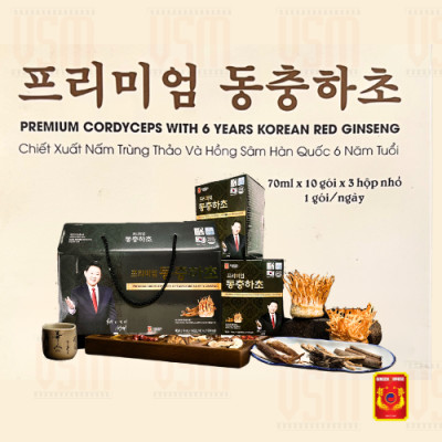 VSM - Ginseng House - Chiết Xuất Đông Trùng Hạ Thảo & Hồng Sâm Hàn Quốc 6 Năm Tuổi -Hộp 30 gói 