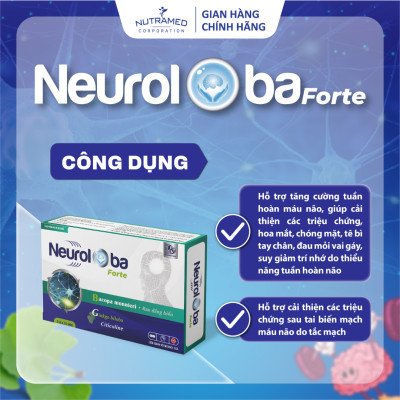 Viên uống Neuroloba Forte hỗ trợ cải thiện tuần hoàn máu não tăng cường trí nhớ (30 viên) - Nutramed