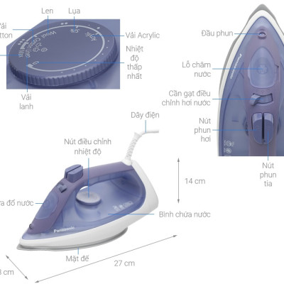 Bàn ủi hơi nước Panasonic NI-S530ARA - Hàng Chính Hãng
