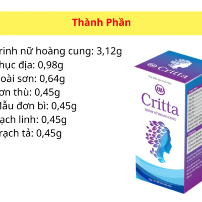 Trinh Nữ Hoàng Cung Critta PV Hộp 60 viên - Hổ trợ hạn chế sự phát triển của u xơ lành tính