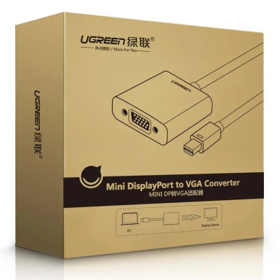 Ugreen UG10458MD113TK Màu Trắng ABS Cáp chuyển đổi Mini DP sang VGA 1920x1080 60Ghz - HÀNG CHÍNH HÃNG