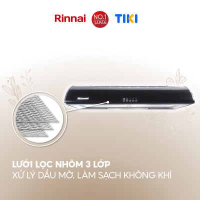 Máy hút mùi 70cm Rinnai RVH-7Slim(Hood-DG) than hoạt tính và ống thoát 380W - Hàng chính hãng.