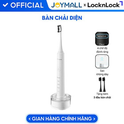 Bàn Chải Đánh Răng Điện Locknlock Màu trắng ENR346WHT - Hàng chính hãng, DC3.7V, Trọng Lượng 235g, Sạc Không Dây - JoyMall