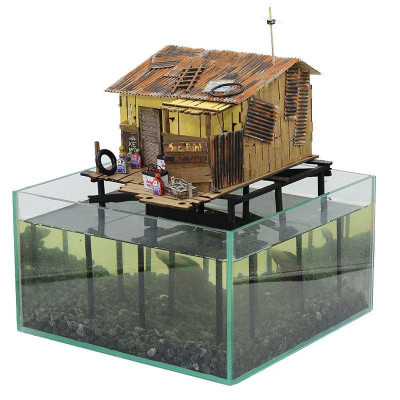 Mô Hình Gỗ Sài Gòn Xưa Tí Hon Ký Ức Tuổi Thơ - Thế Giới Tí Hon - Xóm Nhà Sàn - NS06