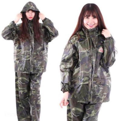 Áo mưa bộ nam nữ  2XL  dưới 65kg , vải dù ,chống thấm nước họa tiết lính rằn ri cao cấp có túi đựng sang trọng