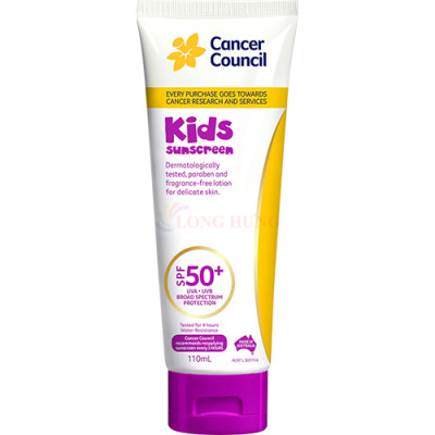 Kem chống nắng trẻ em Cancer Council Kids Sunscreen SPF50+ (35ml/110ml) - Hàng chính hãng