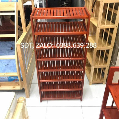 Kệ Dép 8 Tầng Gỗ Cao Su Ngang 60cm ( 2 màu )