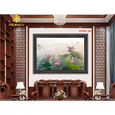 Tranh kính cường lực  Hoa Sen sang trọng D1001