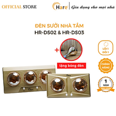 Đèn sưởi nhà tắm cao cấp sưởi ấm nhanh, chống loá, đui sứ chống cháy nổ -hàng chính hãng thương hiệu Hare - bảo hành 36 tháng