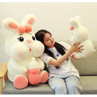 Gấu Bông Thỏ Ôm Bình Sữa - Thỏ Nhồi Bông Cao Cấp