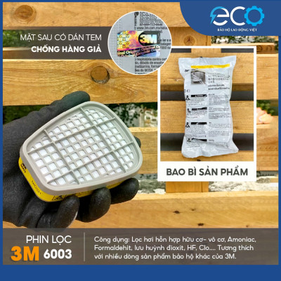 Bộ mặt nạ phòng độc 3M 6100/6200 với phin lọc 6003 kết hợp tấm lọc bụi 5N11 cùng nắp giữ 501 (7 món)