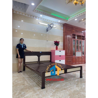 Giường sắt 1m6 kiểu gỗ