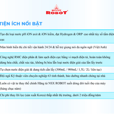 Máy Lọc Nước Điện Giải Ion Kiềm ROBOT IonPrince 37 - Bộ Điện Phân Korea Với 3 Tấm Điện Cực Titanium - Hàng Chính Hãng